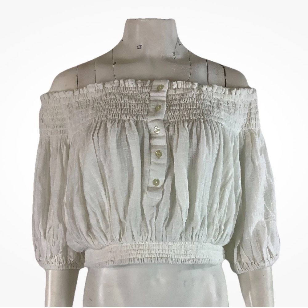 We The Free Sz M Dancing Till Dawn Cropped Off Shoulder Peasant Boho Top